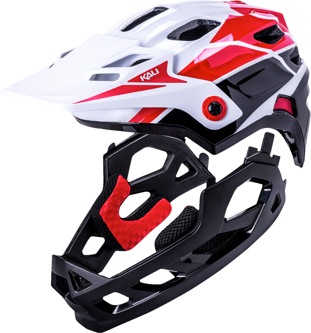 Casco integral de bicicleta KALI Maya para niños - Carrera - Blanco brillante/Rojo/Negro 0221922112