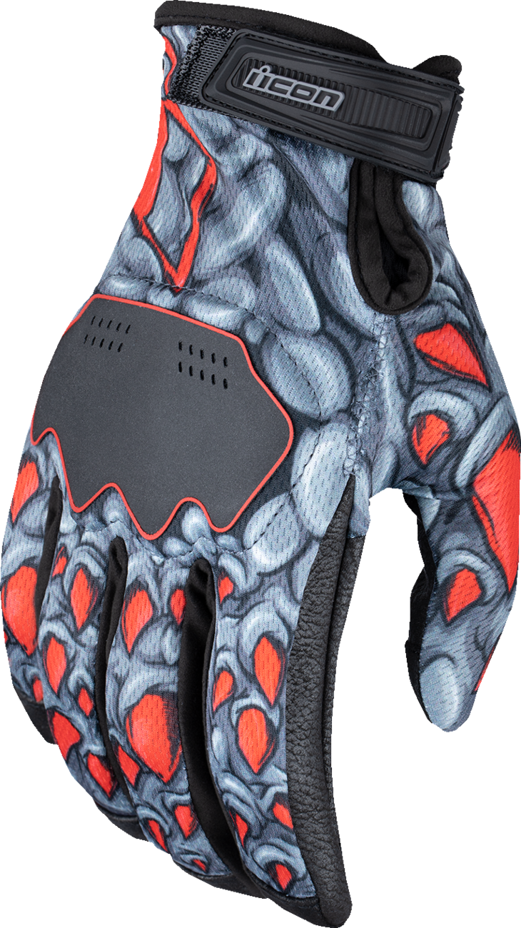 Guantes ICON Hooligan™ Kryola Kreep - Rojos - Grandes 3301-4730