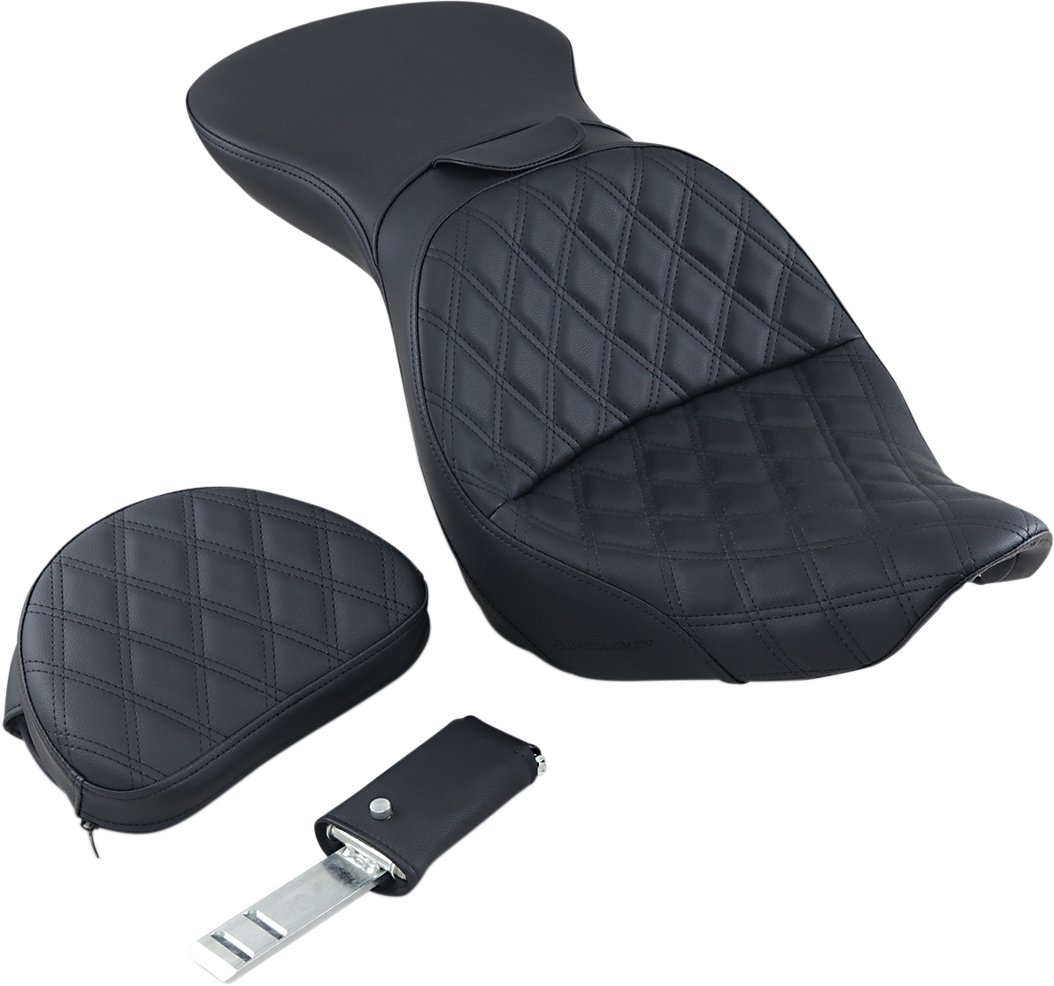 Asiento SADDLEMEN Explorer - Con respaldo - Costuras enrejadas - Negro - FXST 806-12-030LS