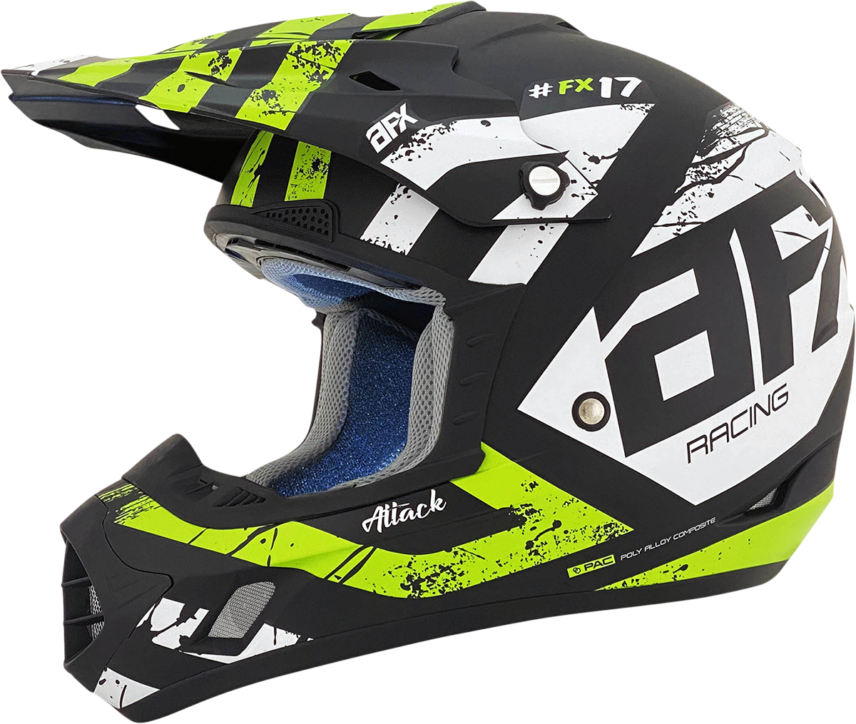 Casco de motocicleta AFX FX-17 - Attack - Negro mate/Verde - Mediano 0110-7180