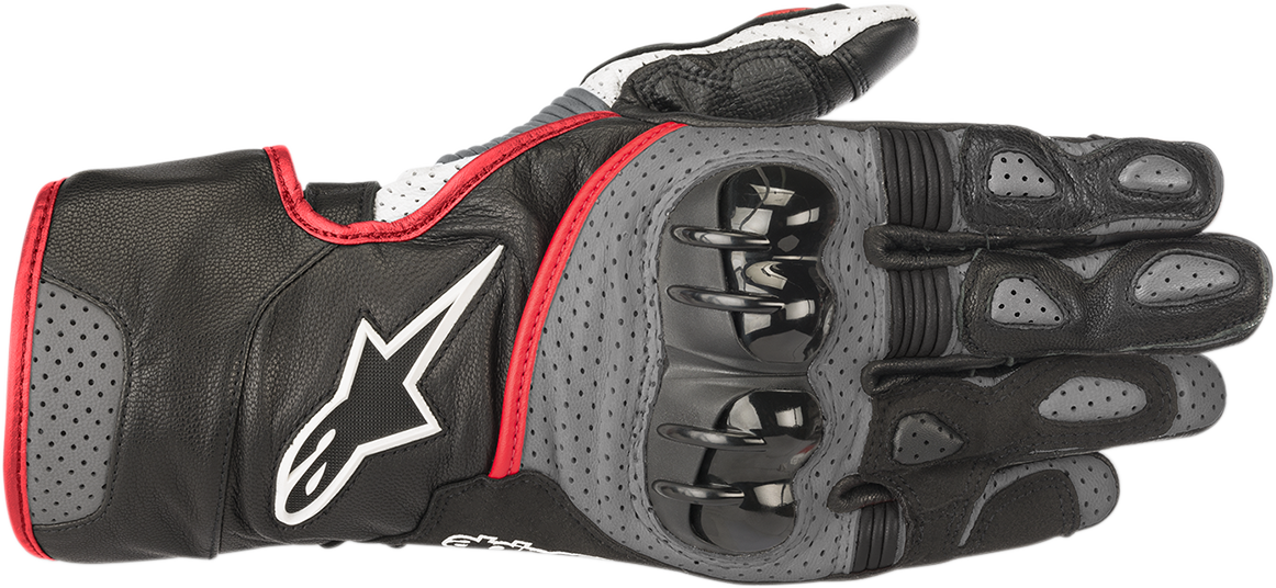Guantes ALPINESTARS SP-2 V2 - Negro/Gris/Rojo Fluo - Pequeños 3558218-1130-S