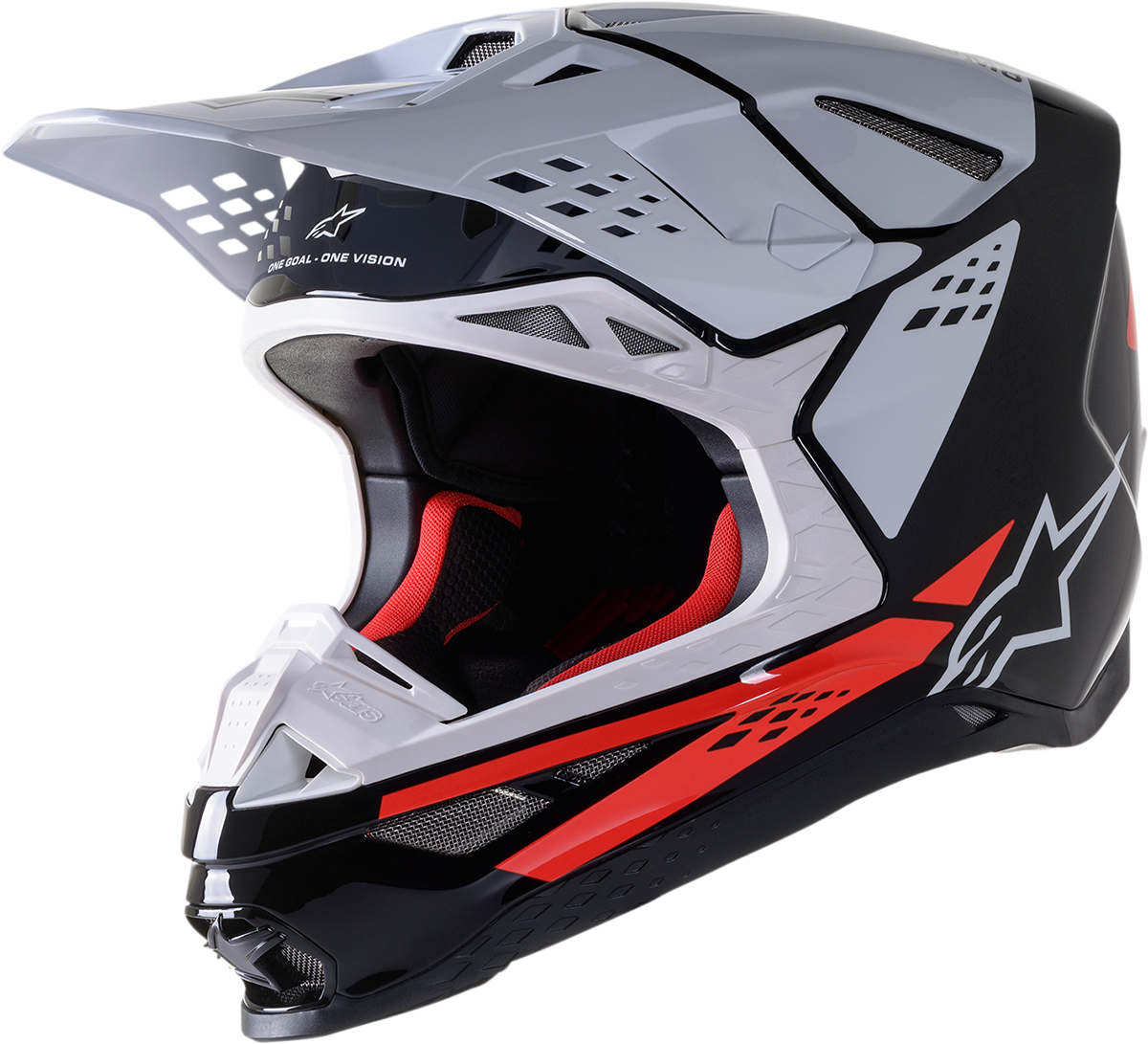 Casco de motocicleta ALPINESTARS Supertech M8 - Factory - Negro/Blanco/Rojo - Mediano 8302922-1233-MD