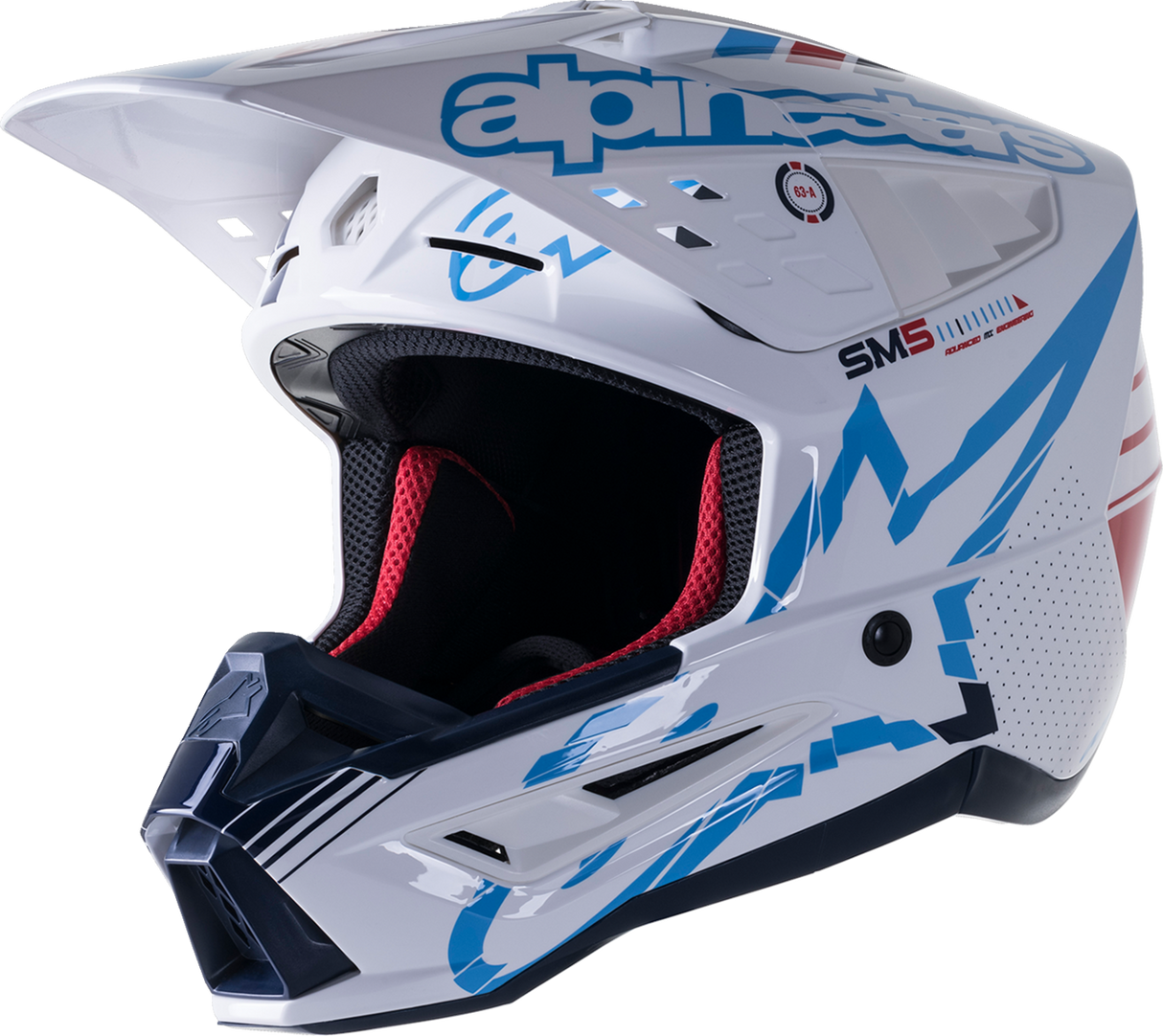 ALPINESTARS SM5 Motorcycle Helmet - Action - Gloss White/Cyan/Black - 2XL 8306122-2077-2X