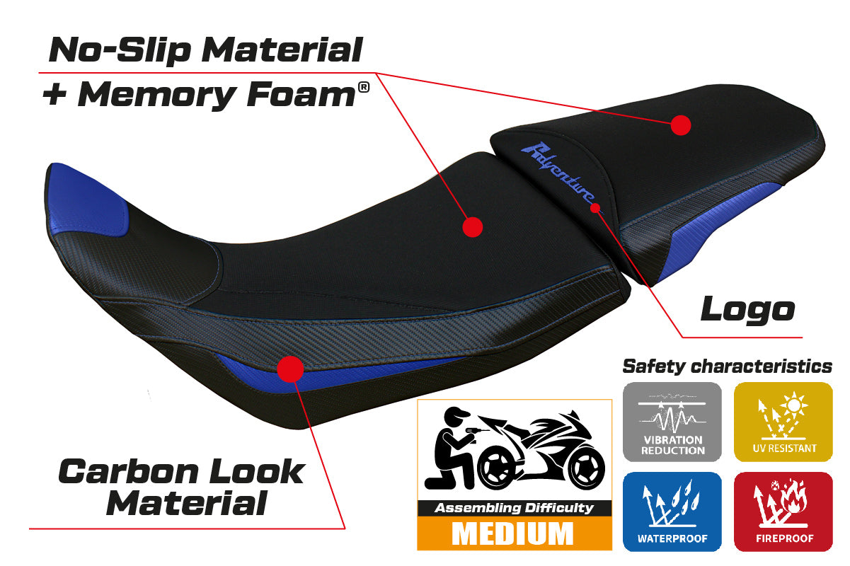 Honda Africa Twin Adv Sport 1100 2020-2024 Comfort Heat Seat Cover Tappezzeria Italia TPZ in Blue