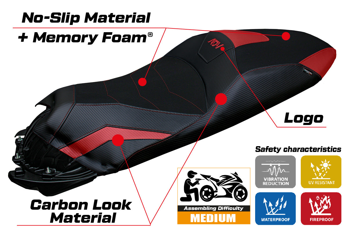 Honda ADV 350 2022-2025 Seat Cover Tappezzeria Italia TPZ Comfort in Red and Black