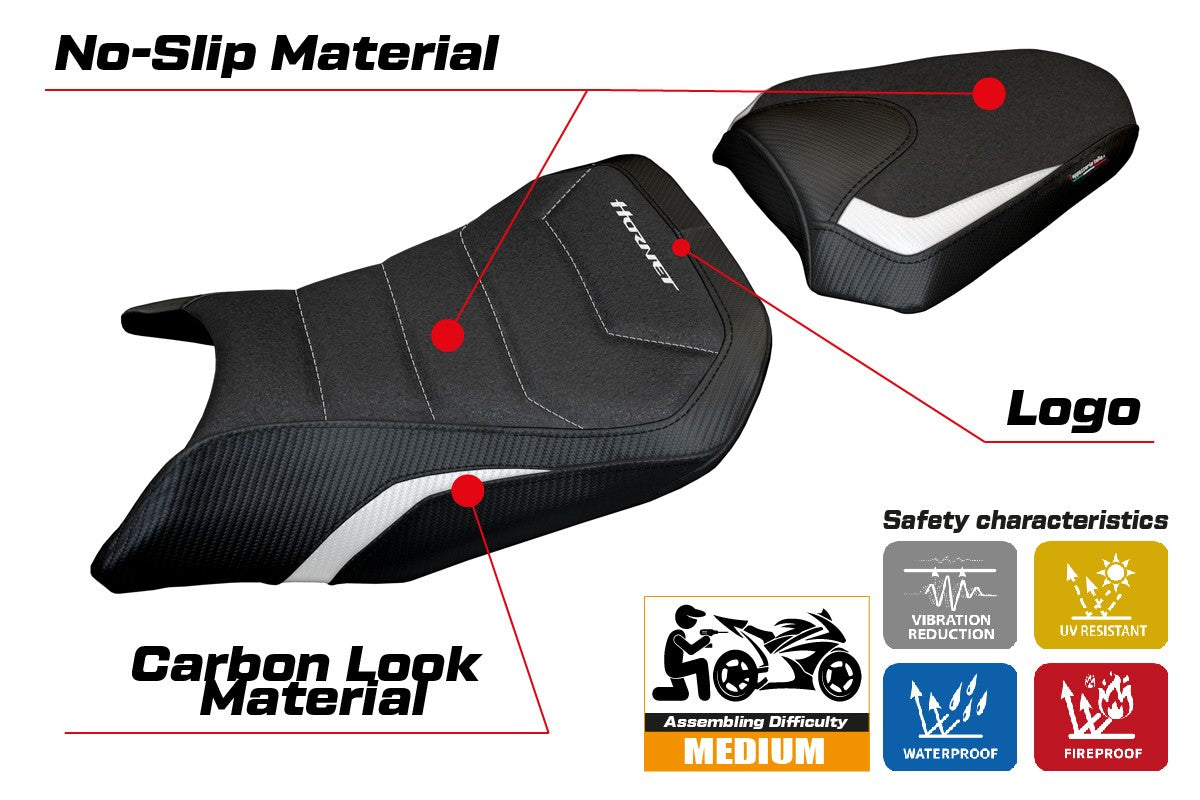 Honda CB 500 Hornet 2024-2025 Seat Cover Tappezzeria Italia TPZ Ultragrip White Black