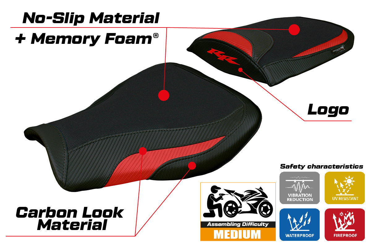 Honda CBR 600 RR 2007-2022 2023 2024 Seat Cover Tappezzeria Comfort Red Black