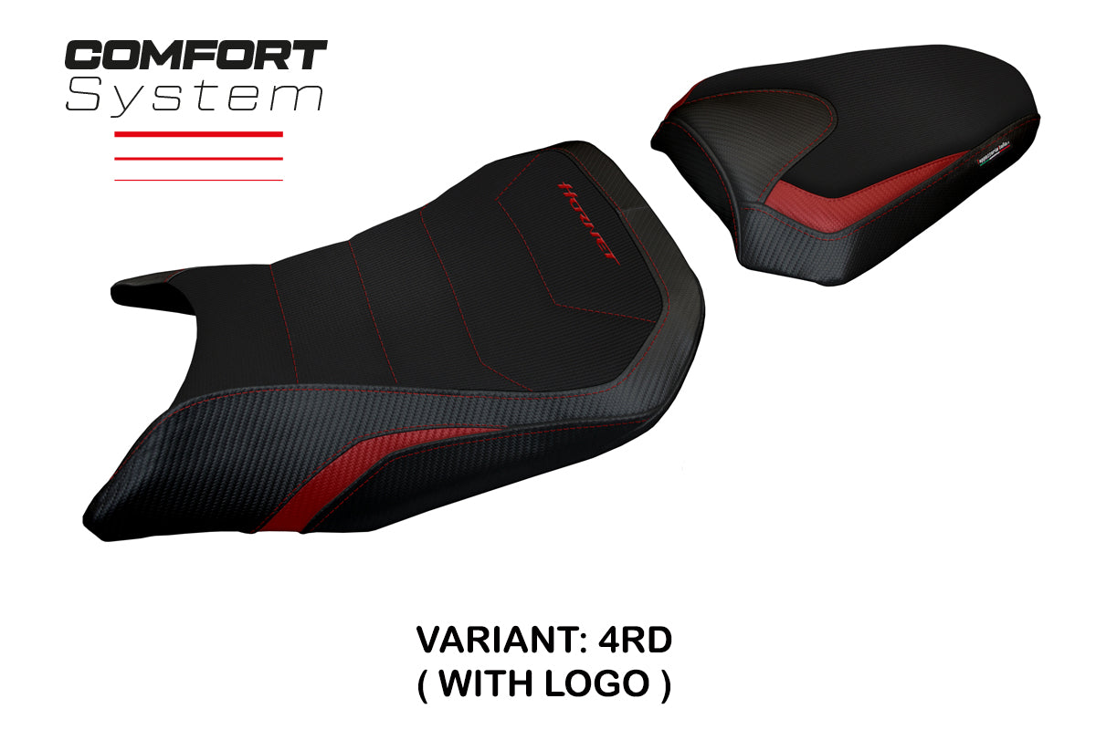 Funda de asiento para Honda CB750 Hornet 2023-2025 Tappezzeria Italia TPZ Comfort en rojo y negro