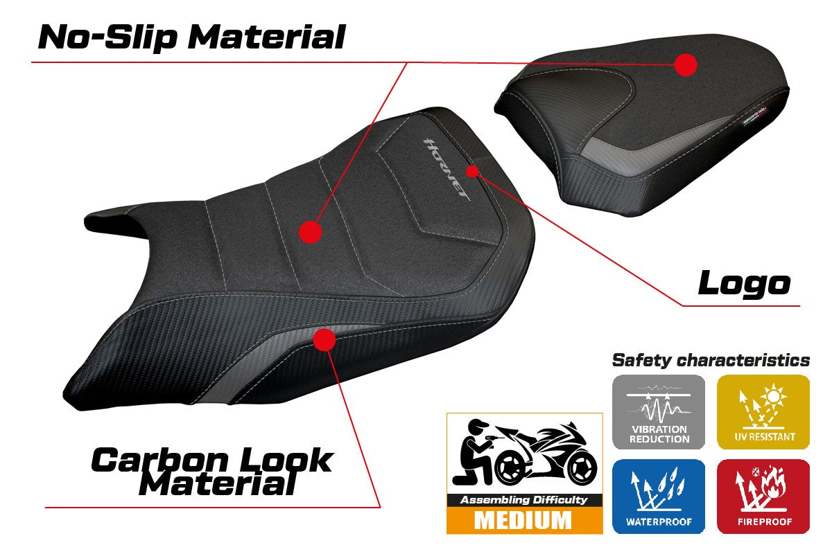 Honda CB 750 Hornet 2023-2025 Seat Cover Tappezzeria Italia TPZ Ultragrip Grey Black