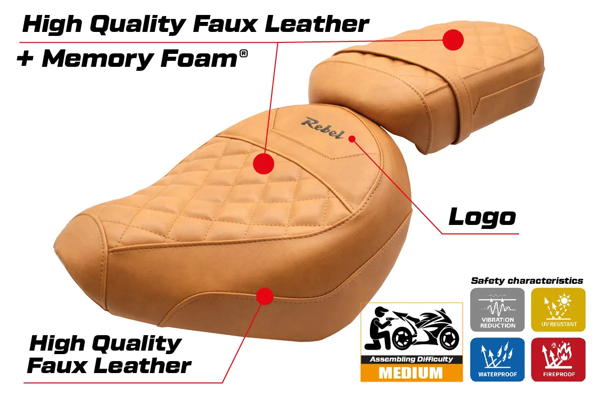 Honda CMX1100 Rebel 2022-2026 Seat Cover TPZ Italia Comfort Camel