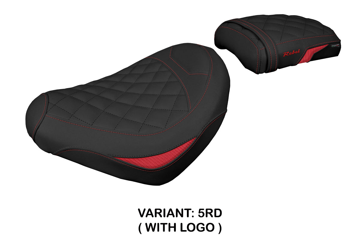 Honda CMX 1100 Rebel 2022-2026 Seat Cover Tappezzeria Italia TPZ in Red Black Diamond Stitch