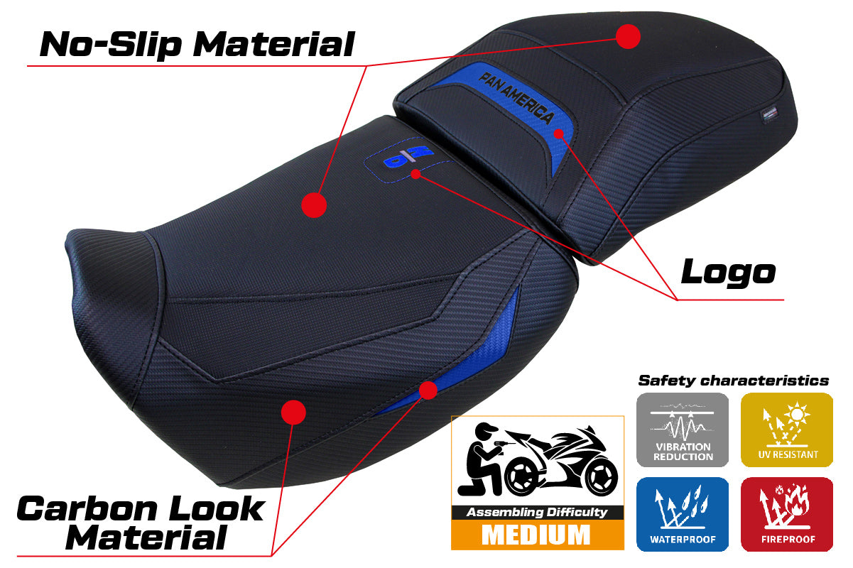 Harley Davidson Pan America 2021-2025 Seat Cover Tappezzeria Italia TPZ in Blue and Black