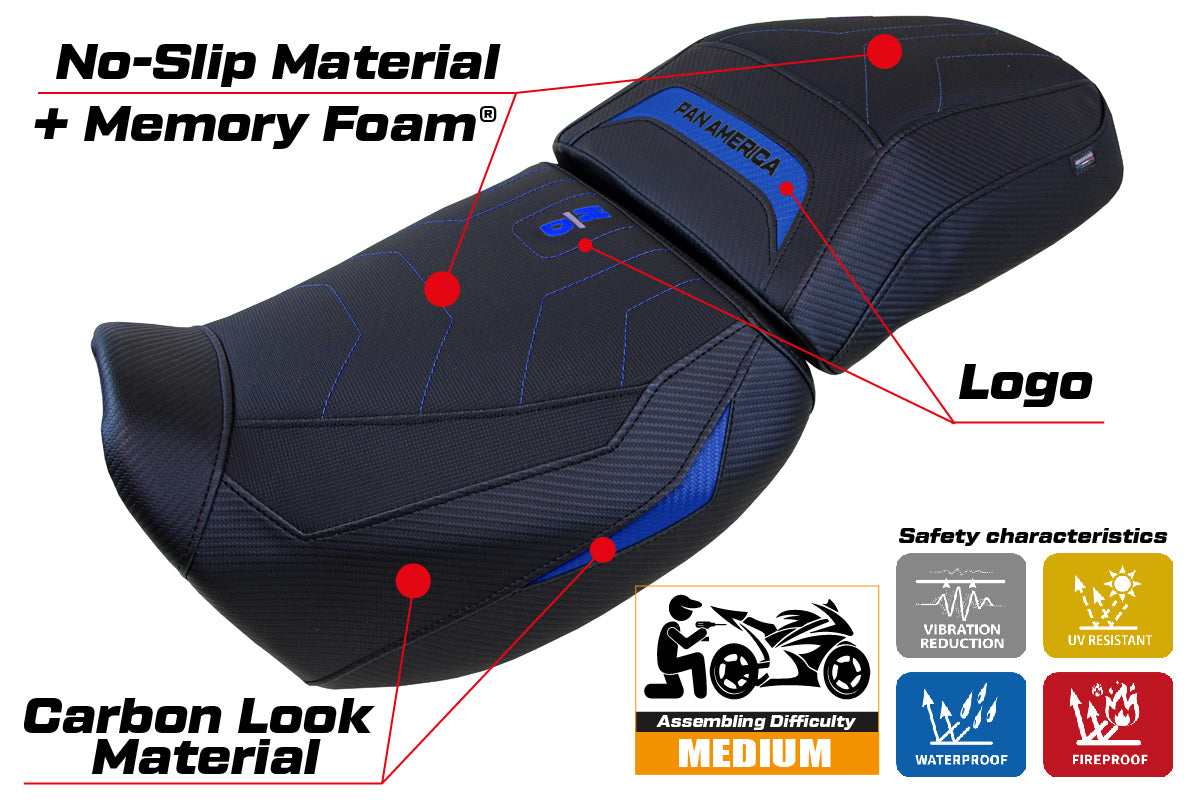 Funda de asiento Harley Davidson Pan America 2021-2025 Tappezzeria Italia TPZ Comfort en azul