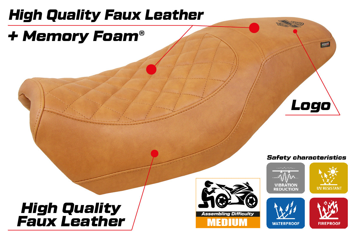 Funda de asiento para Harley Davidson Street 500 750 2016-2021 Tappezzeria Italia TPZ Comfort Camel