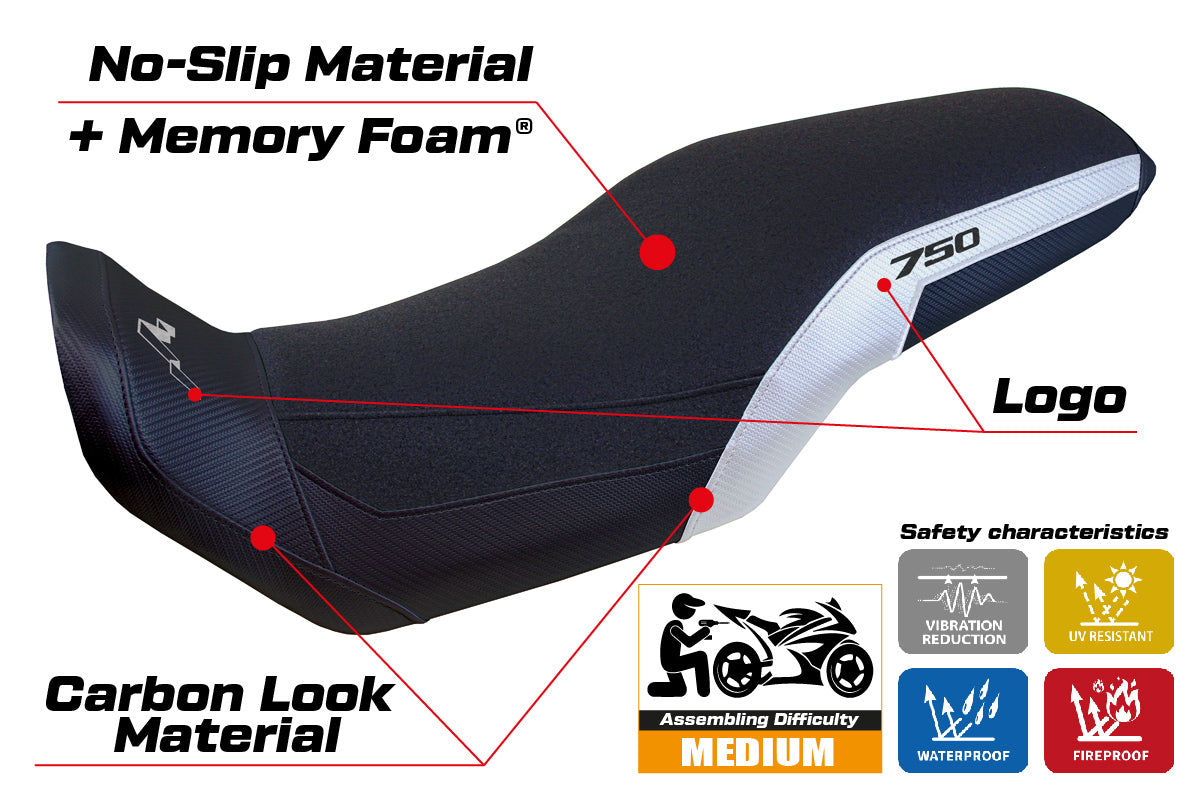 Honda Transalp XL 750 2023-2025 Seat Cover Tappezzeria Italia TPZ Comfort Ultragrip in White
