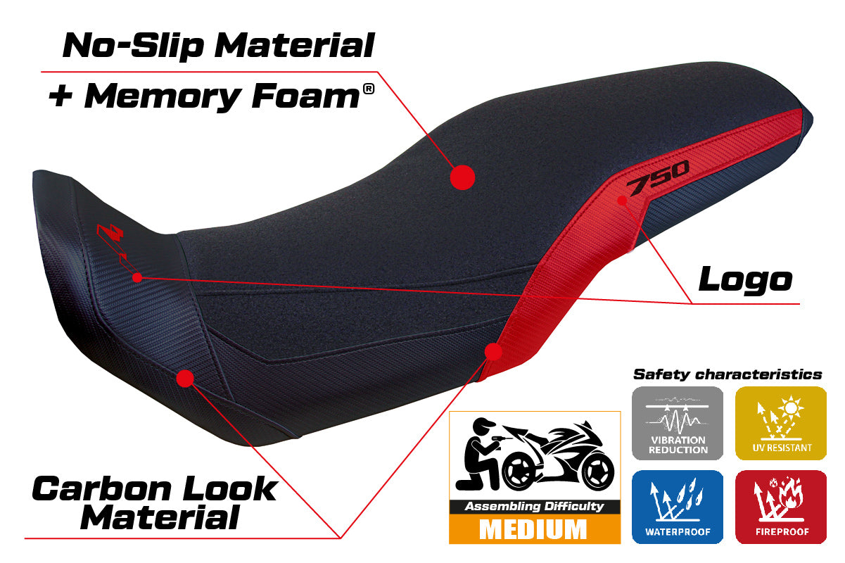 Honda Transalp XL 750 2023-2025 Seat Cover Tappezzeria Italia TPZ Comfort Ultragrip in Red