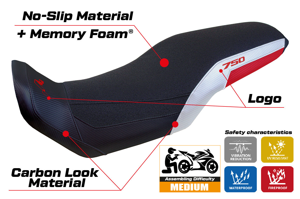 Honda Transalp XL 750 2023-2025 Seat Cover Tappezzeria Italia TPZ Comfort Ultragrip in White and Red