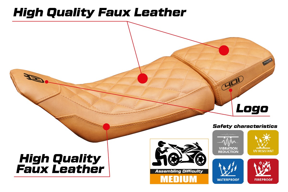 Funda Asiento Husqvarna Svartpilen 401 2018-2022 2023 Tappezzeria Italia TPZ Vintage Camel
