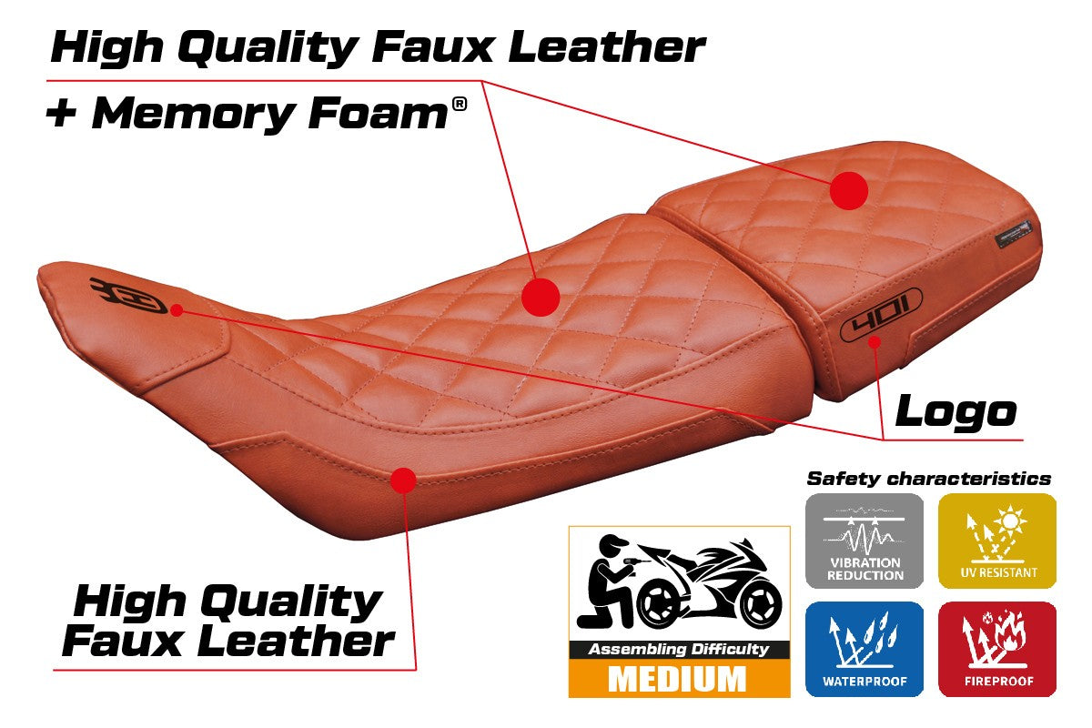 Husqvarna Svartpilen 401 2018-2023 Seat Cover Tappezzeria Italia TPZ Vintage Comfort Brick