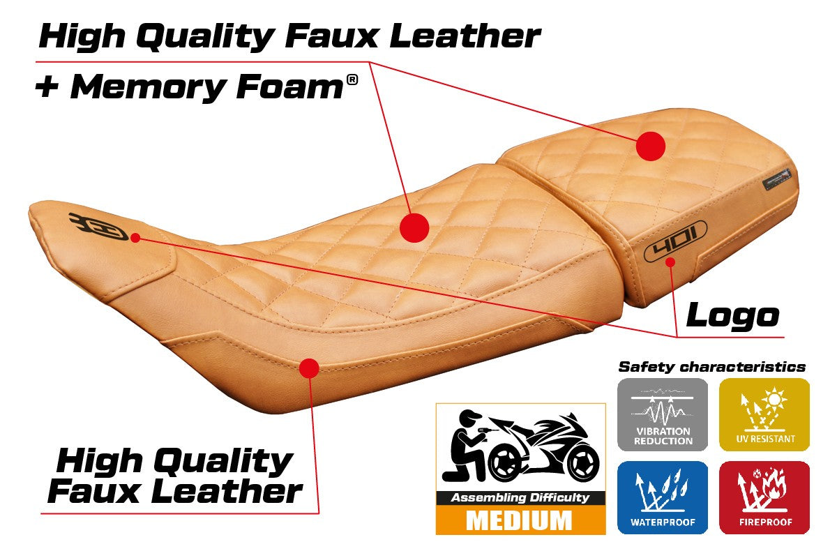 Husqvarna Svartpilen 401 2018-2023 Seat Cover Tappezzeria Italia TPZ Vintage Comfort Camel