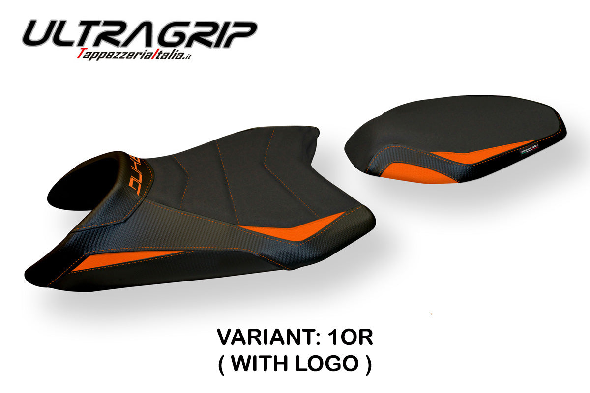 Funda de asiento KTM 890 Duke 2021-2024 Tappezzeria Italia TPZ Ultragrip en naranja y negro