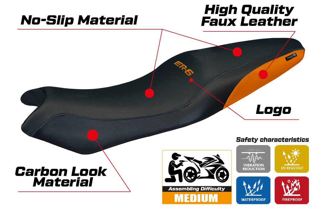 Kawasaki ER 6N / ER 6F 2005-2009 2010 2011 Seat Cover Tappezzeria Italia TPZ Orange Black