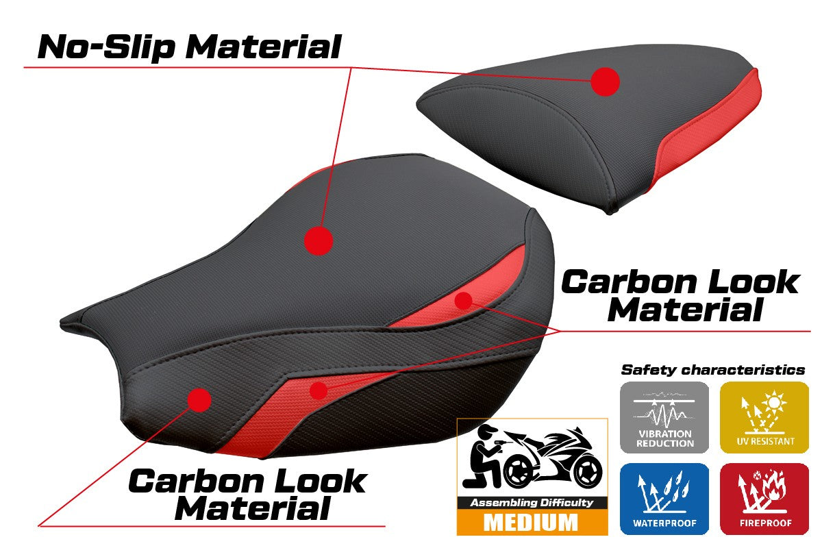 Funda de asiento Kawasaki Ninja ZX 10 R 2006-2007 Tappezzeria Italia TPZ Rojo Negro