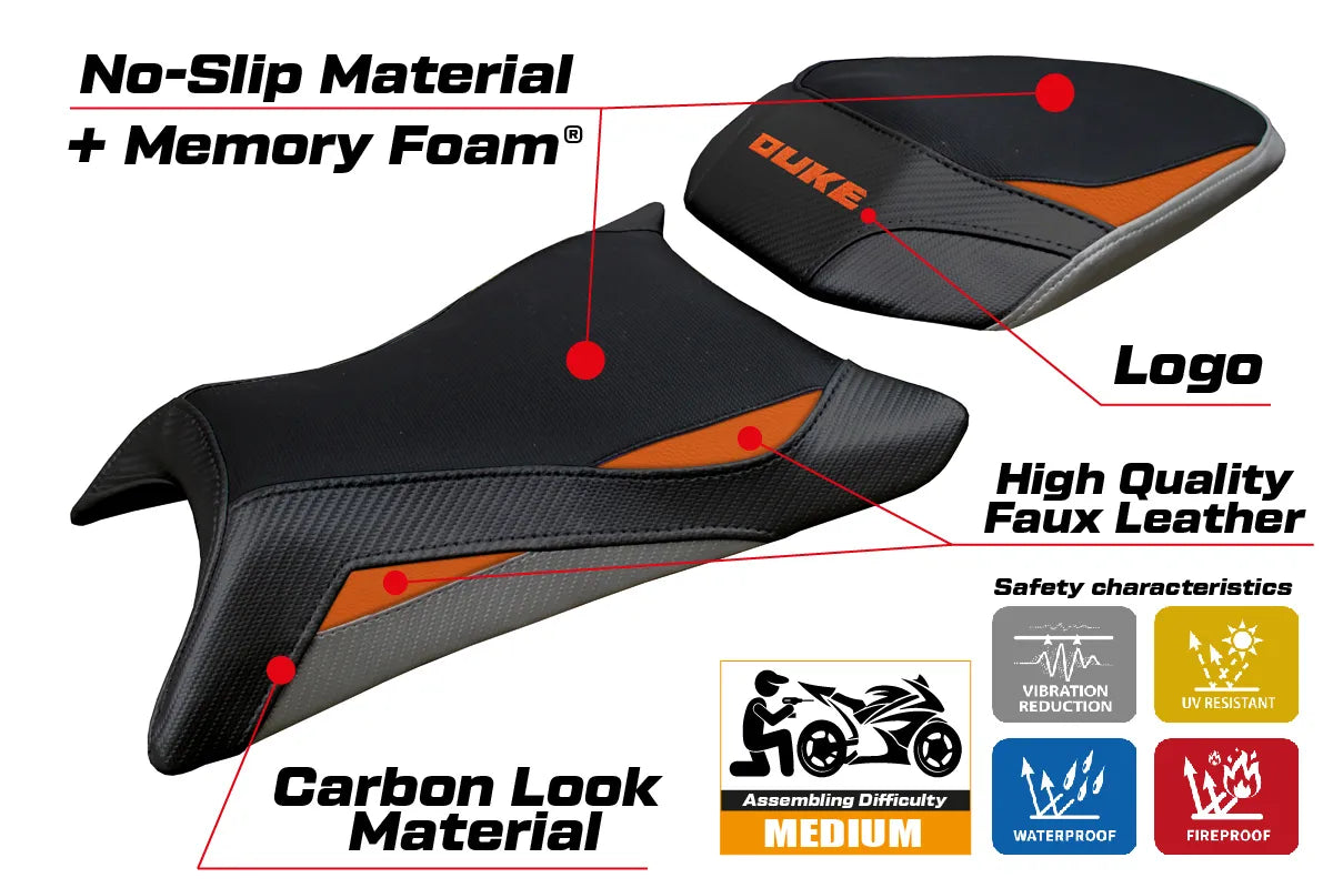 KTM 125 Duke 2024-2026 Seat Cover TPZ Italia Comfort Orange Grey Black