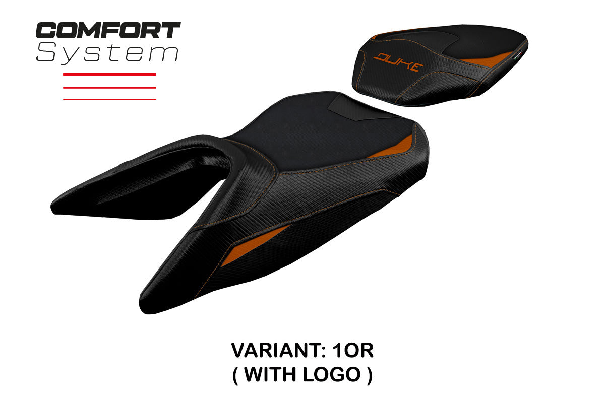KTM 125 Duke 2017-2025 Seat Cover Tappezzeria Italia TPZ Comfort in Orange and Black