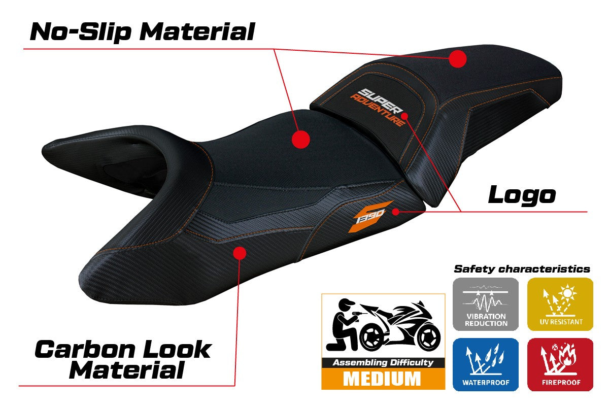 Funda de asiento KTM 1390 Super Adventure S 2025 Tappezzeria Italia TPZ Negro