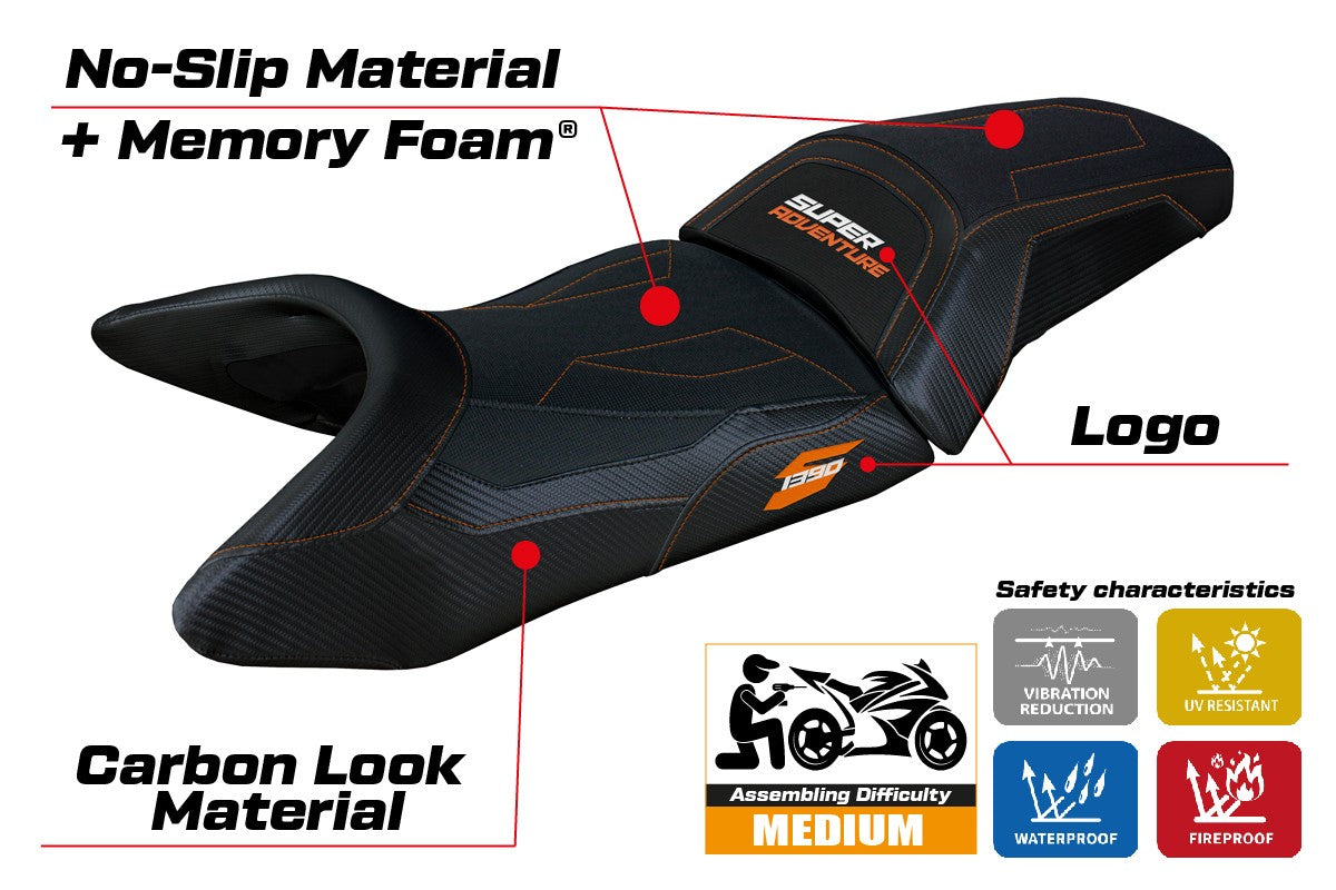 KTM 1390 Super Adventure S 2025 Seat Cover Tappezzeria Italia TPZ Comfort Black