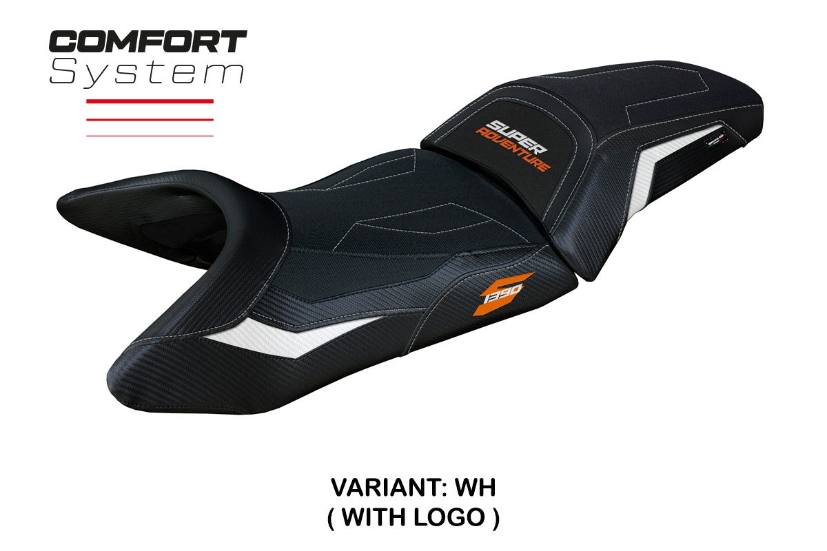 KTM 1390 Super Adventure S 2025 Seat Cover Tappezzeria Italia TPZ Comfort White Black