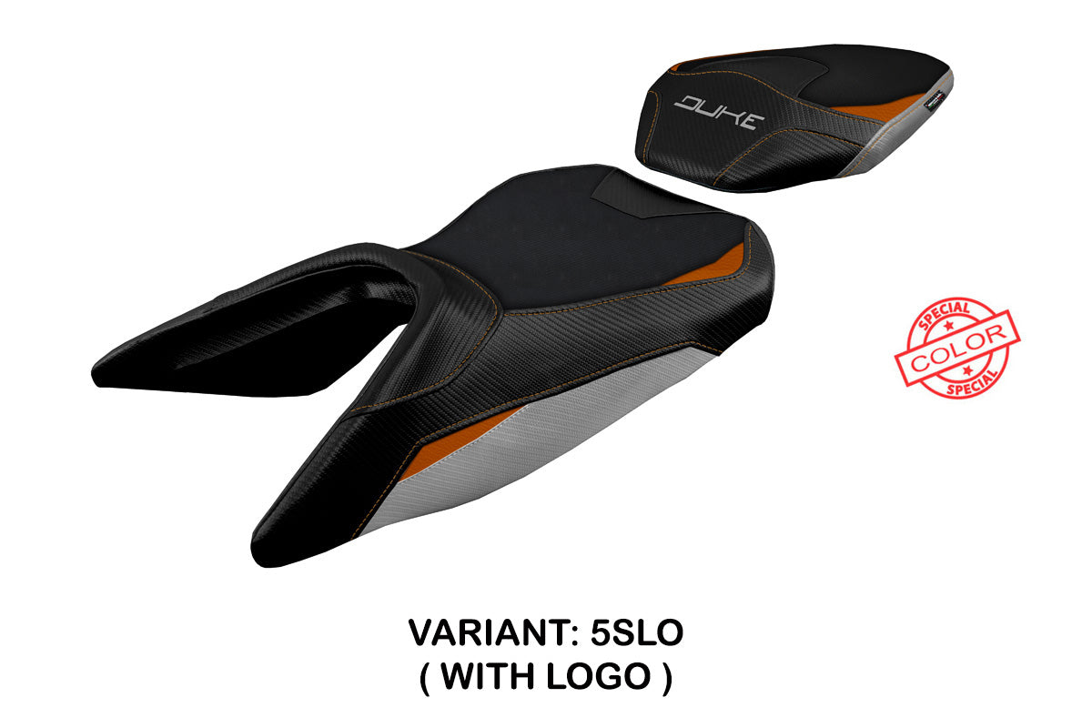 KTM 250 Duke 2017-2023 Seat Cover Tappezzeria Italia TPZ in Silver, Orange, and Black