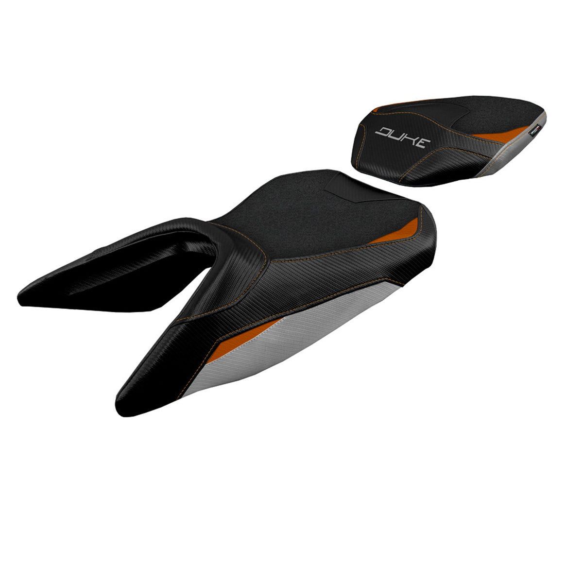 KTM 250 Duke 2017-2023 Seat Cover Tappezzeria Italia TPZ Ultragrip in Silver and Orange