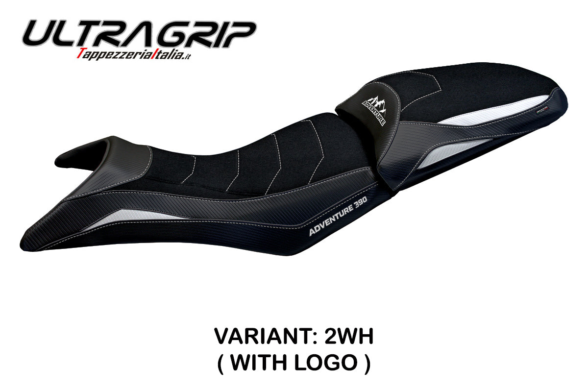 KTM 390 Adventure 2020-2025 Seat Cover Tappezzeria Italia TPZ Ultragrip in White and Black