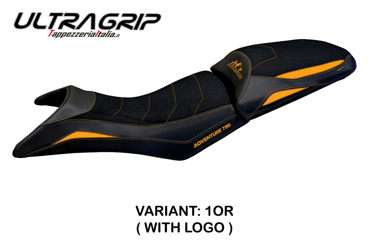 Funda de asiento KTM 790 Adventure S 2019-2020 Tappezzeria Italia TPZ Ultragrip en naranja y negro