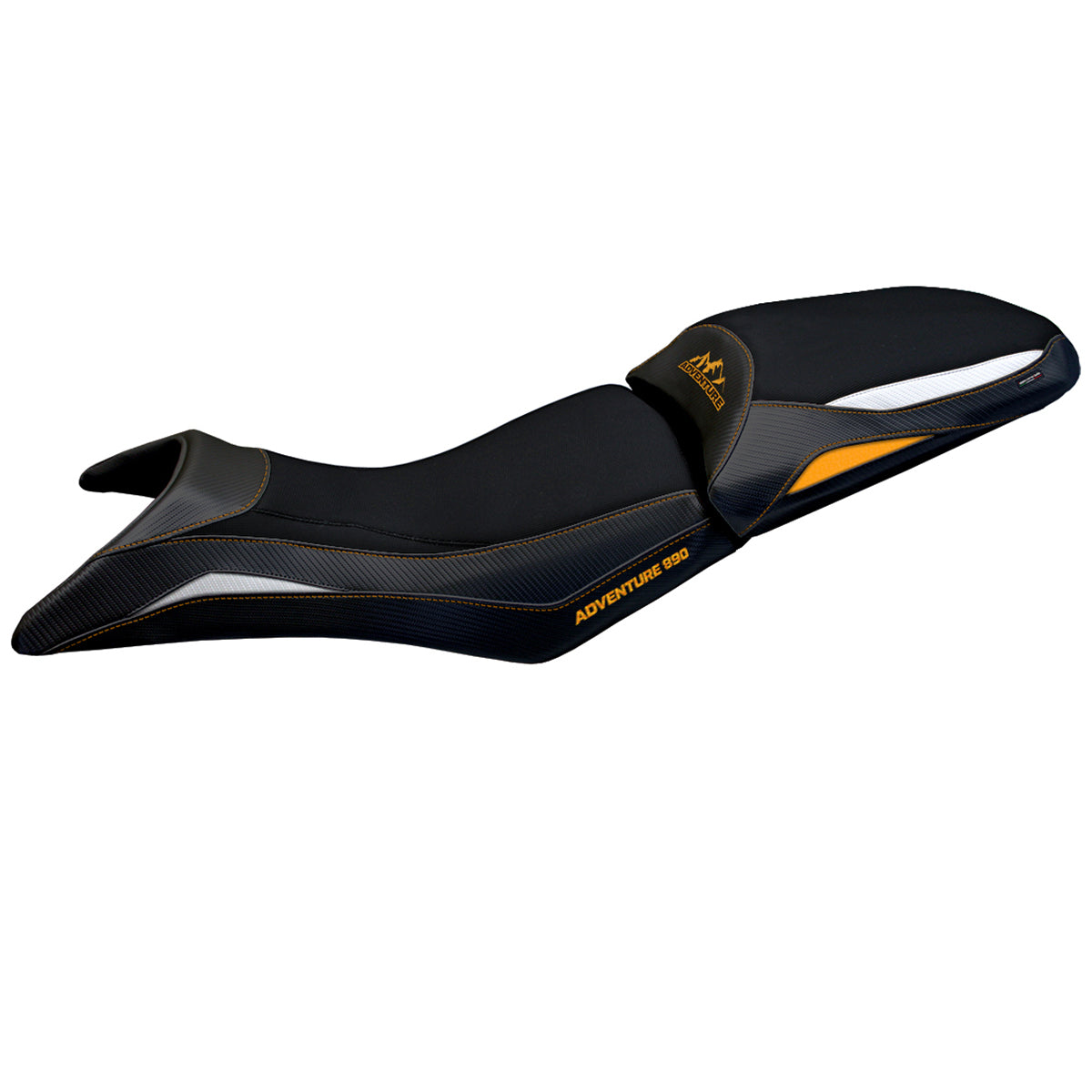KTM 890 Adventure 2021-2025 Seat Cover Tappezzeria Italia TPZ in White, Orange, and Black