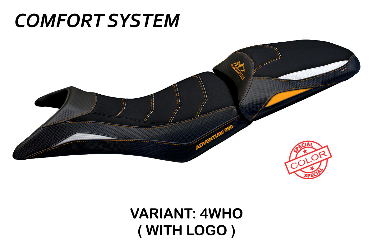 KTM 890 Adventure 2021-2025 Seat Cover Tappezzeria Italia TPZ Comfort in White and Orange