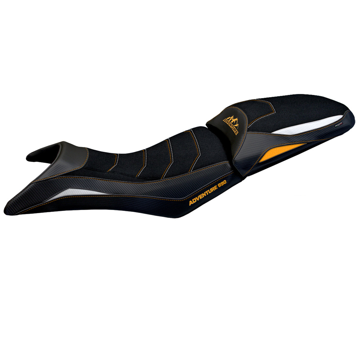 KTM 890 Adventure 2021-2025 Seat Cover Tappezzeria Italia TPZ Ultragrip in White and Orange