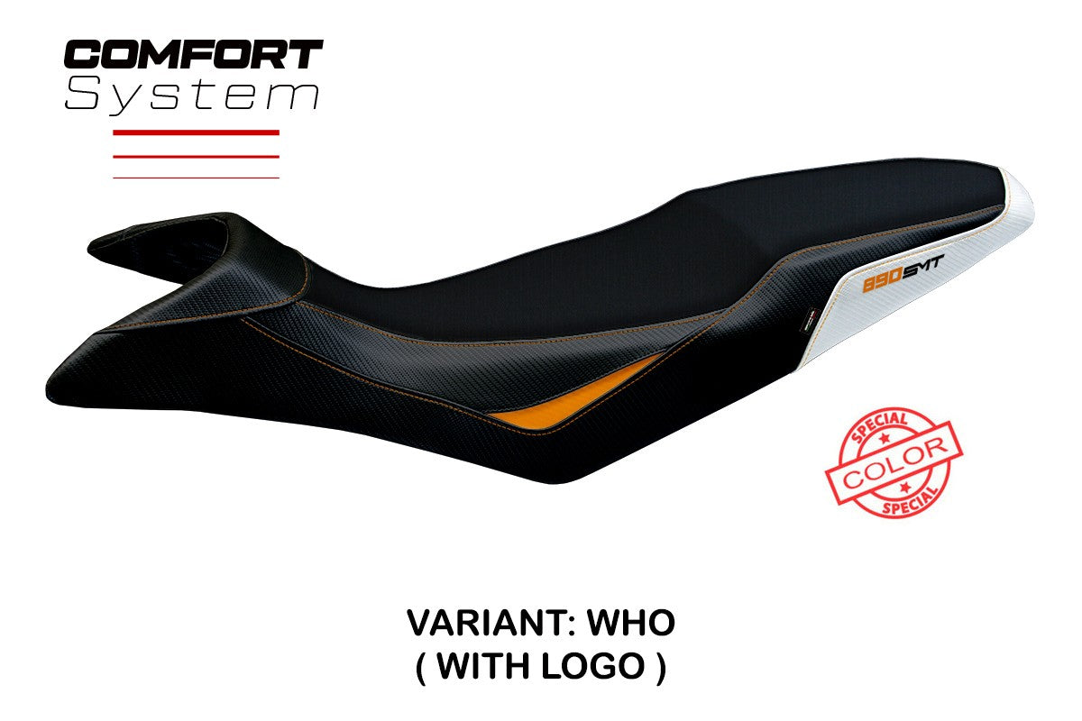 KTM 890 SMT 2023-2026 Seat Cover TPZ Italia Comfort White Orange Black
