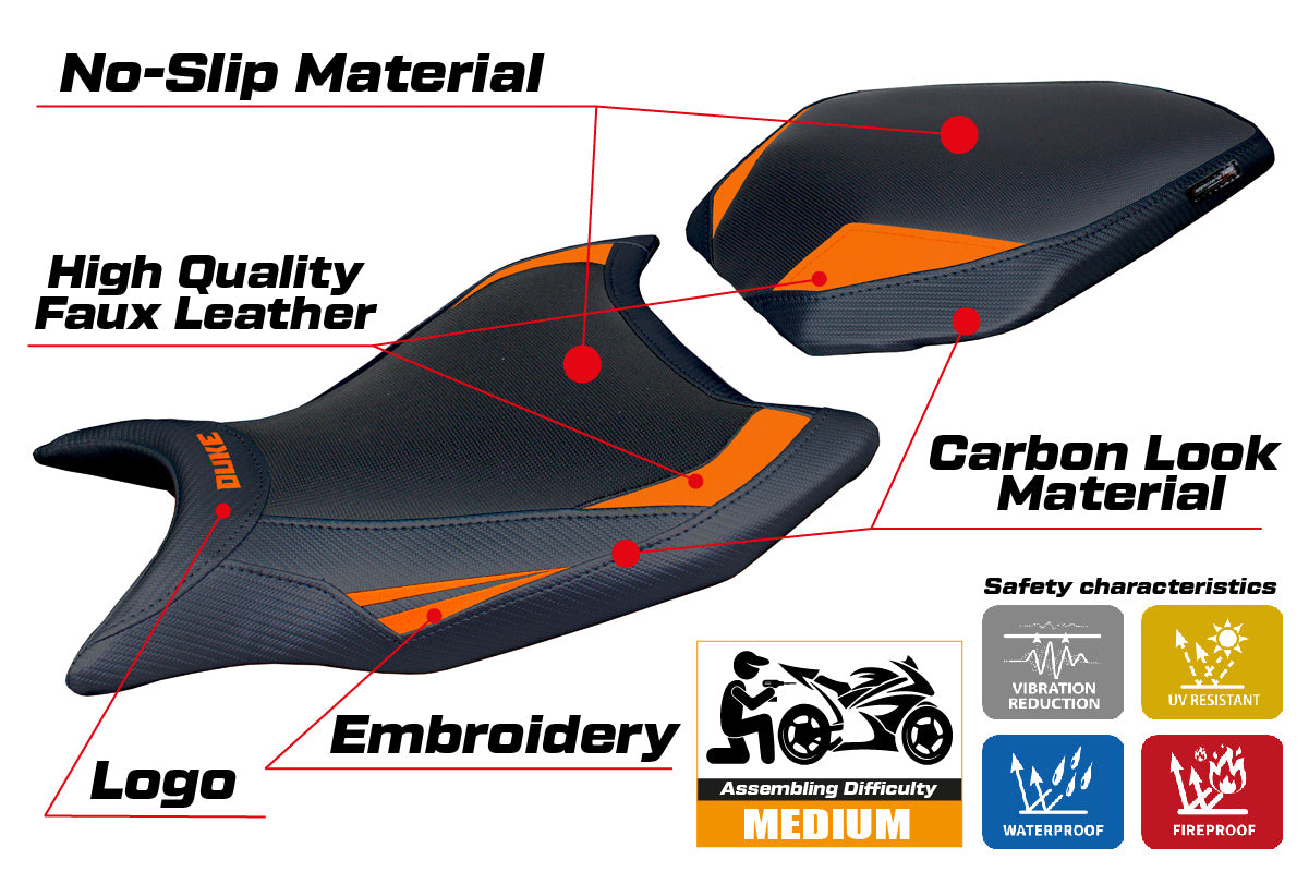 KTM 990 Duke 2024-2025 Seat Cover Tappezzeria Italia TPZ in Orange and Black