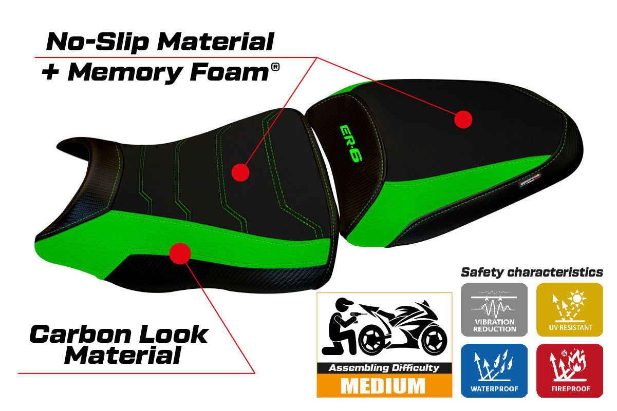Funda para asiento Kawasaki ER-6N ER-6F 2012-2016 Tappezzeria Italia TPZ Comfort en verde