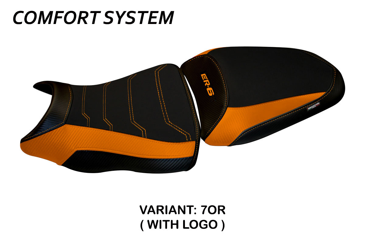 Funda para asiento Kawasaki ER-6N ER-6F 2012-2016 Tappezzeria Italia TPZ Comfort en naranja