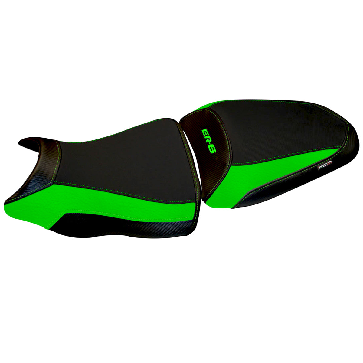 Funda de asiento Kawasaki ER-6N ER-6F 2012-2016 Tappezzeria Italia TPZ en verde y negro