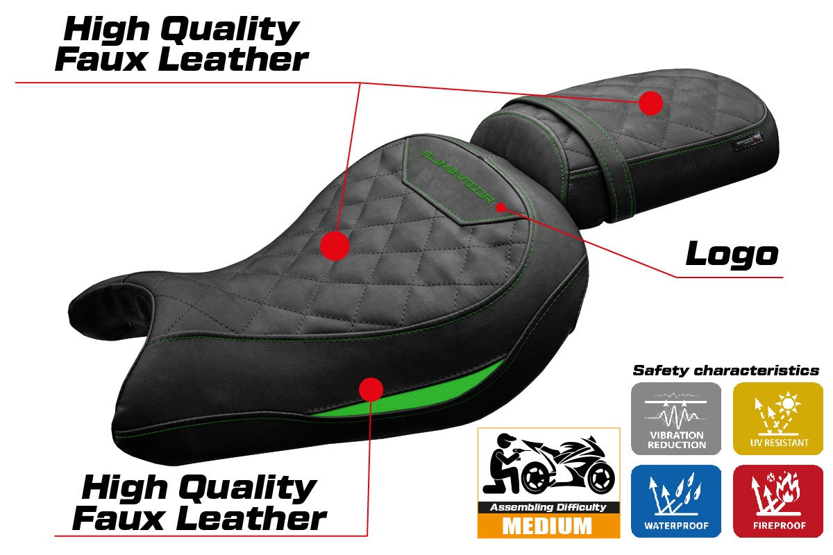 Kawasaki Eliminator 500 2024-2025 Seat Cover Tappezzeria Italia TPZ Green Black