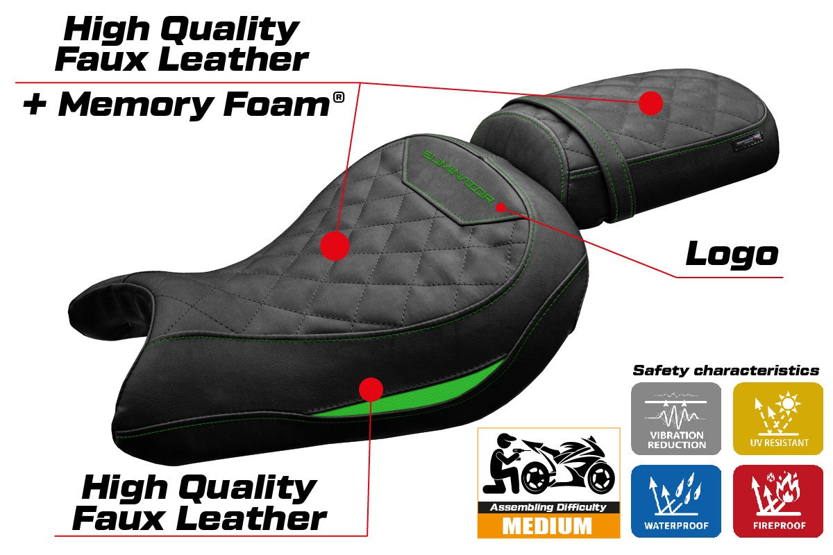 Kawasaki Eliminator 500 2024-2025 Seat Cover Tappezzeria Italia TPZ Comfort Green Black