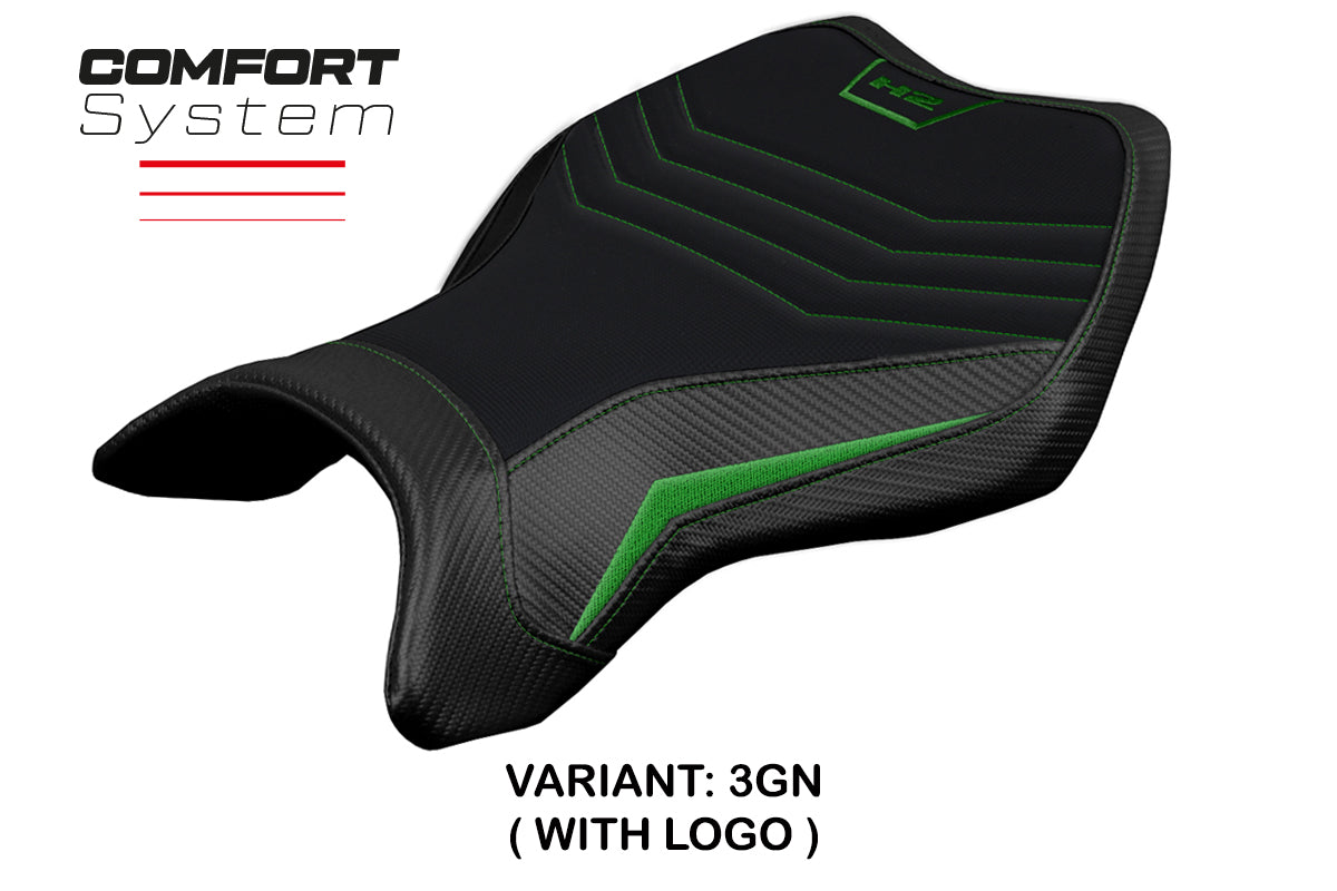 Funda de asiento Kawasaki Ninja H2 H2R 2015-2025 Tappezzeria Italia TPZ Comfort en verde