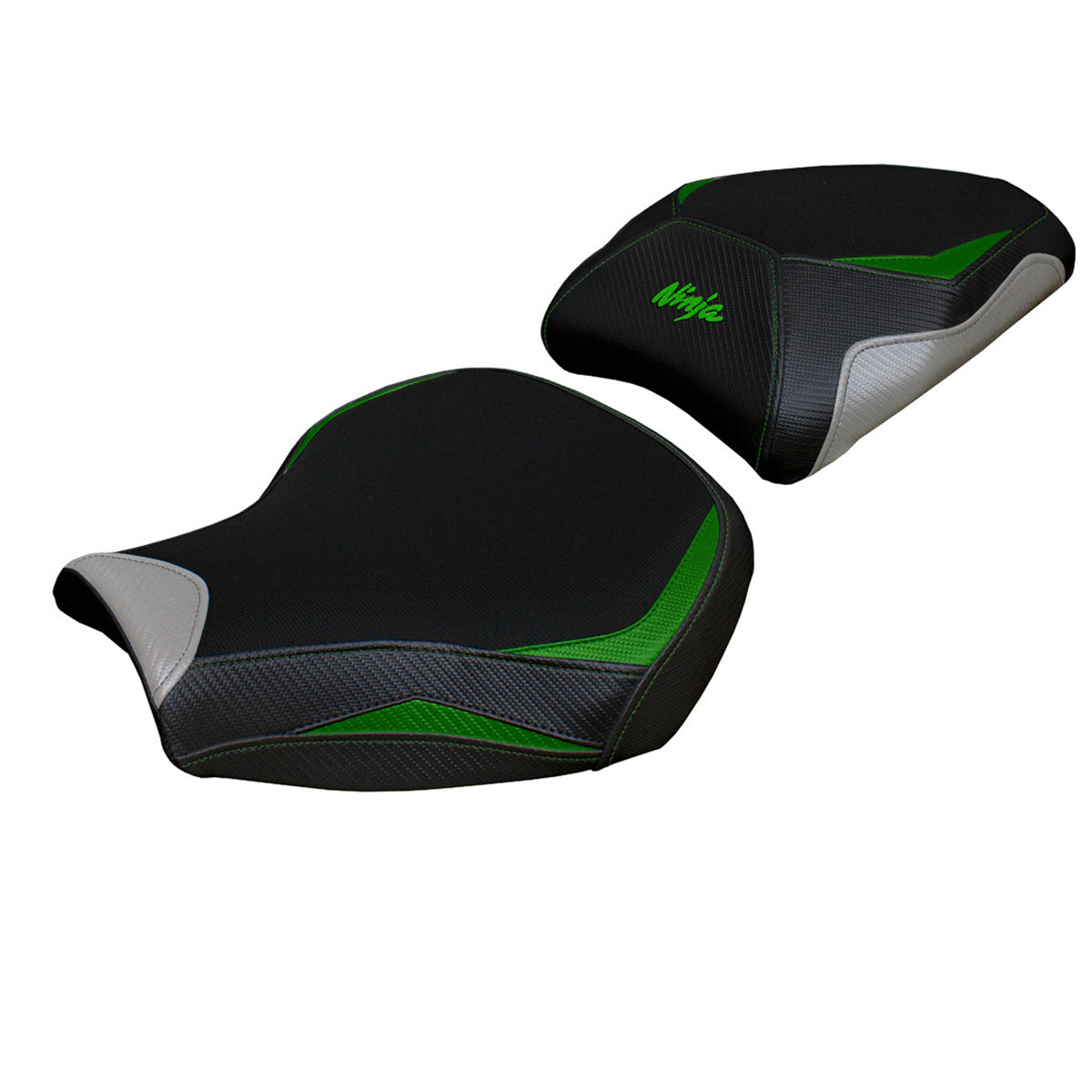 Kawasaki Ninja H2 1000SX 2018-2025 Seat Cover Tappezzeria Italia TPZ in Green and Silver