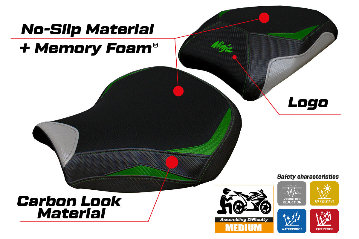 Kawasaki Ninja H2 1000SX 2018-2025 Seat Cover Tappezzeria Italia TPZ Comfort in Green SI