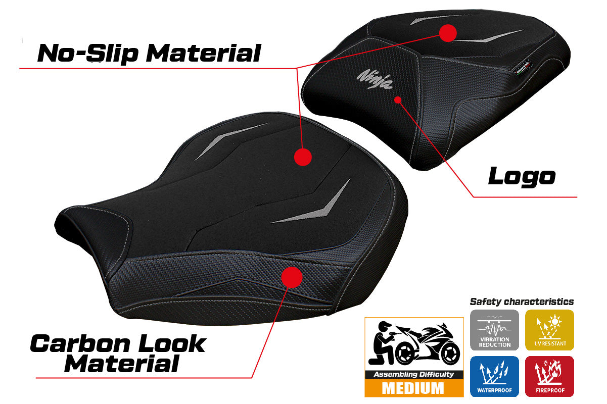 Kawasaki Ninja H2 1000SX 2018-2025 Seat Cover Tappezzeria Italia TPZ Ultragrip in Black